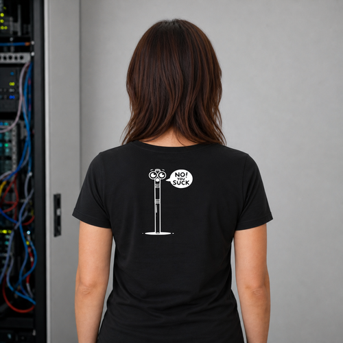Black T-shirt back on Zorg Rush with white straw artwork centered large and lowered