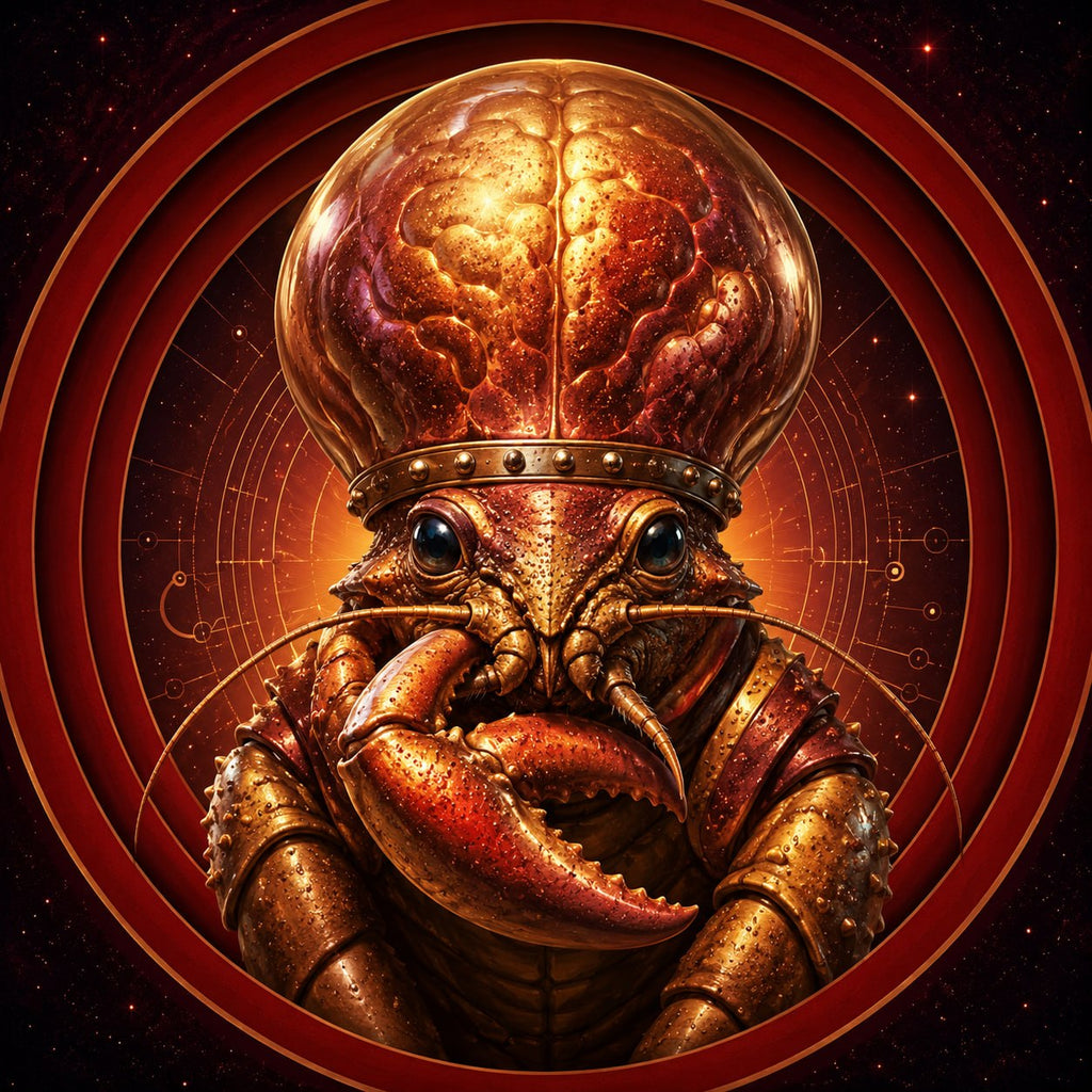 Hyperdine Systems bronze neural lobster sticker artwork